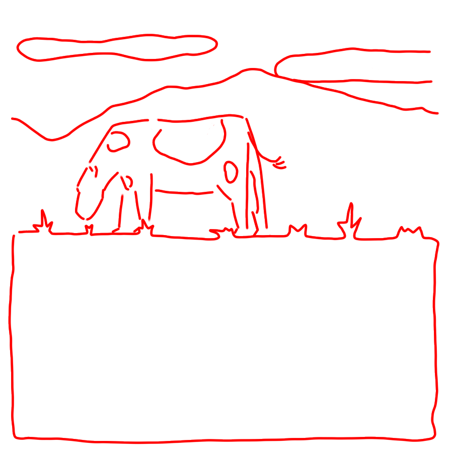 A simple stylized illustration of a cow